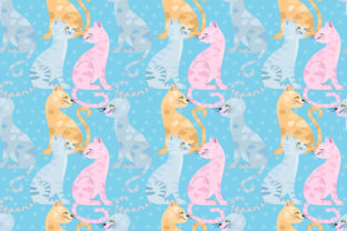 Colorful Cats on Blue Background