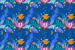 Colorful Fish in Blue Sea Pattern