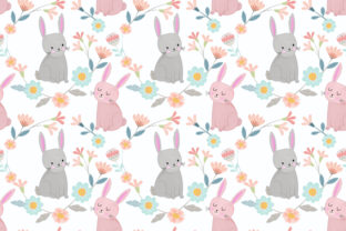 Cute Bunny in Flowers Garden Pattern