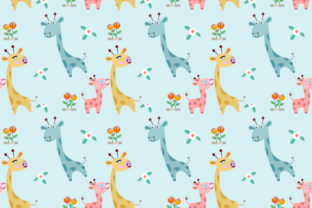 Cute Cartoon Giraffe Family Pattern