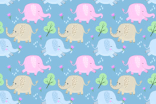 Cute Colorful Cartoon Elephant Pattern