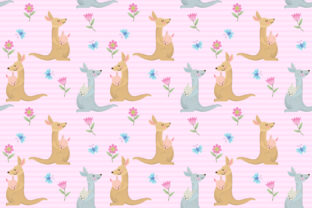 Cute Kangaroo Mom and Baby Pattern