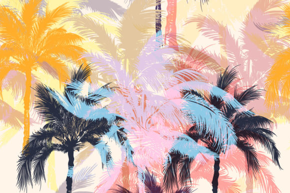 Fashion Vector Pattern with Palm Trees