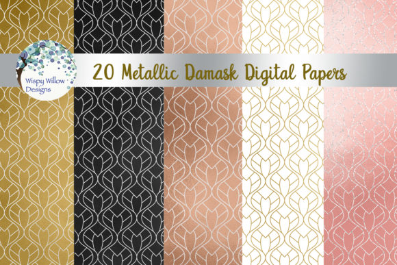 Metallic Damask Digital Paper Set