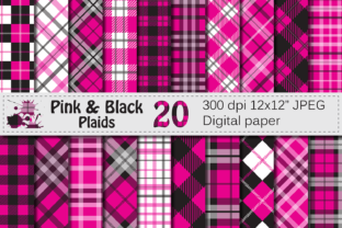 Pink and Black Plaid Digital Pattern